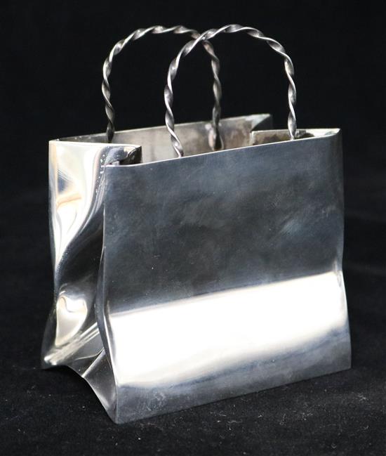 A Cartier sterling silver model of a handbag, 4in.